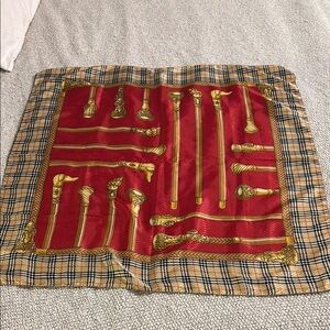 Red and Gold Plaid Silk Blend Scarf